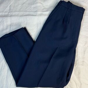 Vintage Cali Fashion Navy Pleated Trousers USA Made Military Style High Waist